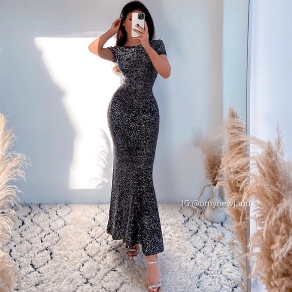 ZARA NWT LIMITED EDITION SEQUIN KNIT DRESS - BLACK - Picture 3 of 13